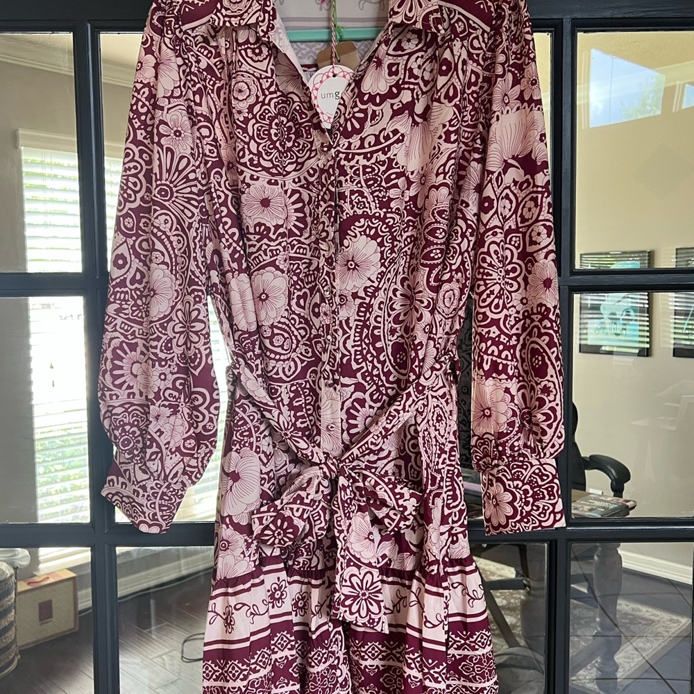 Umgee Floral Burgundy Dress